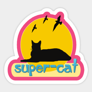 super cat funny t-shirt Sticker